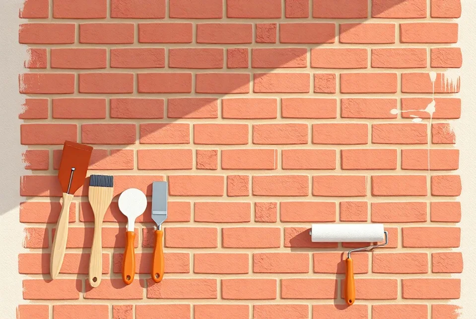 Outils de peinture disposés dans l'ordre des étapes du chantier